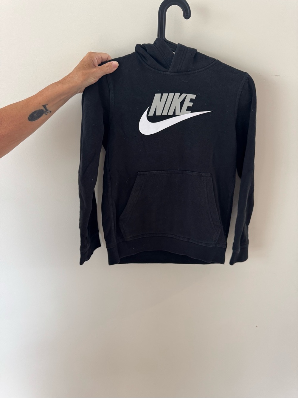 Nike Black Hoodie with White Swoosh Logo